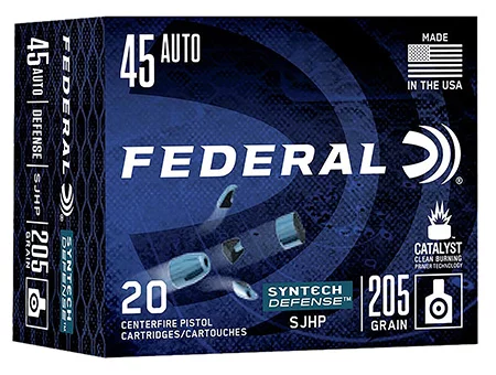 Federal S45SJT1 Syntech Defense 45ACP 205gr Segmented Jacketed Hollow Point 20 Per Box/10 Case