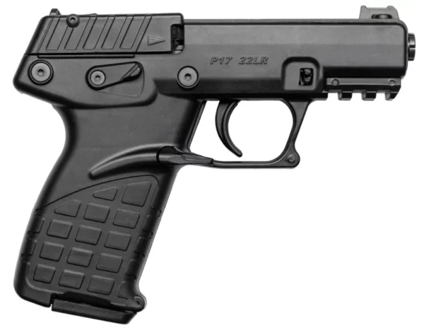 Kel-Tec P17BLK P17  Compact Frame 22 LR 16+1, 3.80" Black Steel Threaded Barrel, Black Serrated Slide, Black Polymer Frame w/Picatinny Rail, Black GRN Grip, Lever Safety, Ambidextrous