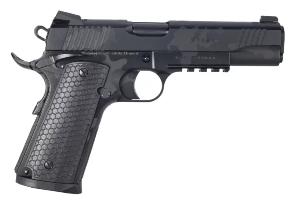 Girsan 392068 MC1911 S Untouchable Full Size 45 ACP 8+1 5" Black Steel Barrel, Black Camo Serrated Steel Slide & Frame w/Beavertail & Picatinny Rail, Black Polymer Grip