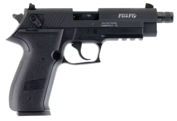 GSG GERG2210TFF FireFly  22 LR 10+1 4.90" Black Steel/Threaded Barrel, Serrated Slide, Zinc Alloy w/Accessory Rail Frame, Black Polymer Grip