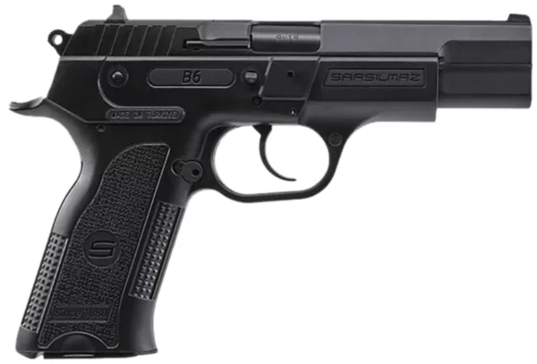 SAR USA B69BL B6  9mm Luger 17+1, 19+1 4.50" Black Steel Barrel, Black Serrated Steel Slide, Black Polymer Frame w/Beavertail, Black Polymer Grip, Manual Thumb Safety, Right Hand