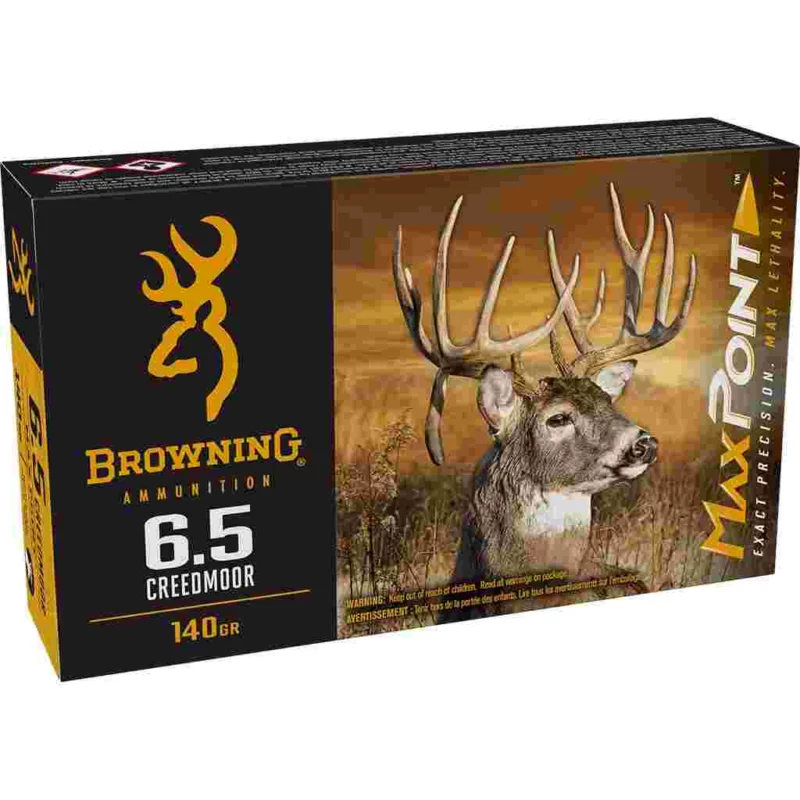 Browning Max Point Rifle Ammuntion 6.5 Creedmoor 140gr PT 2650 fps 20/ct